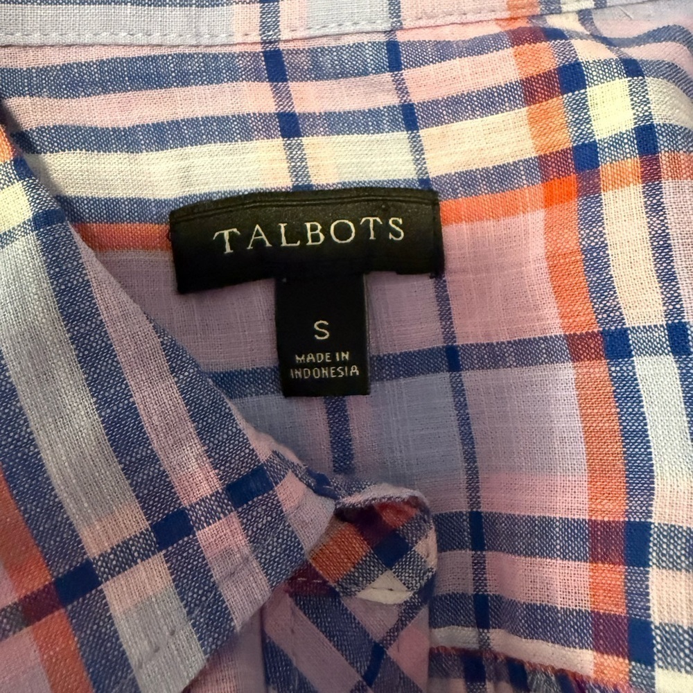 Talbots Plaid Button-Up Shirt - Pink and Purple Small - Picture 3 of 6
